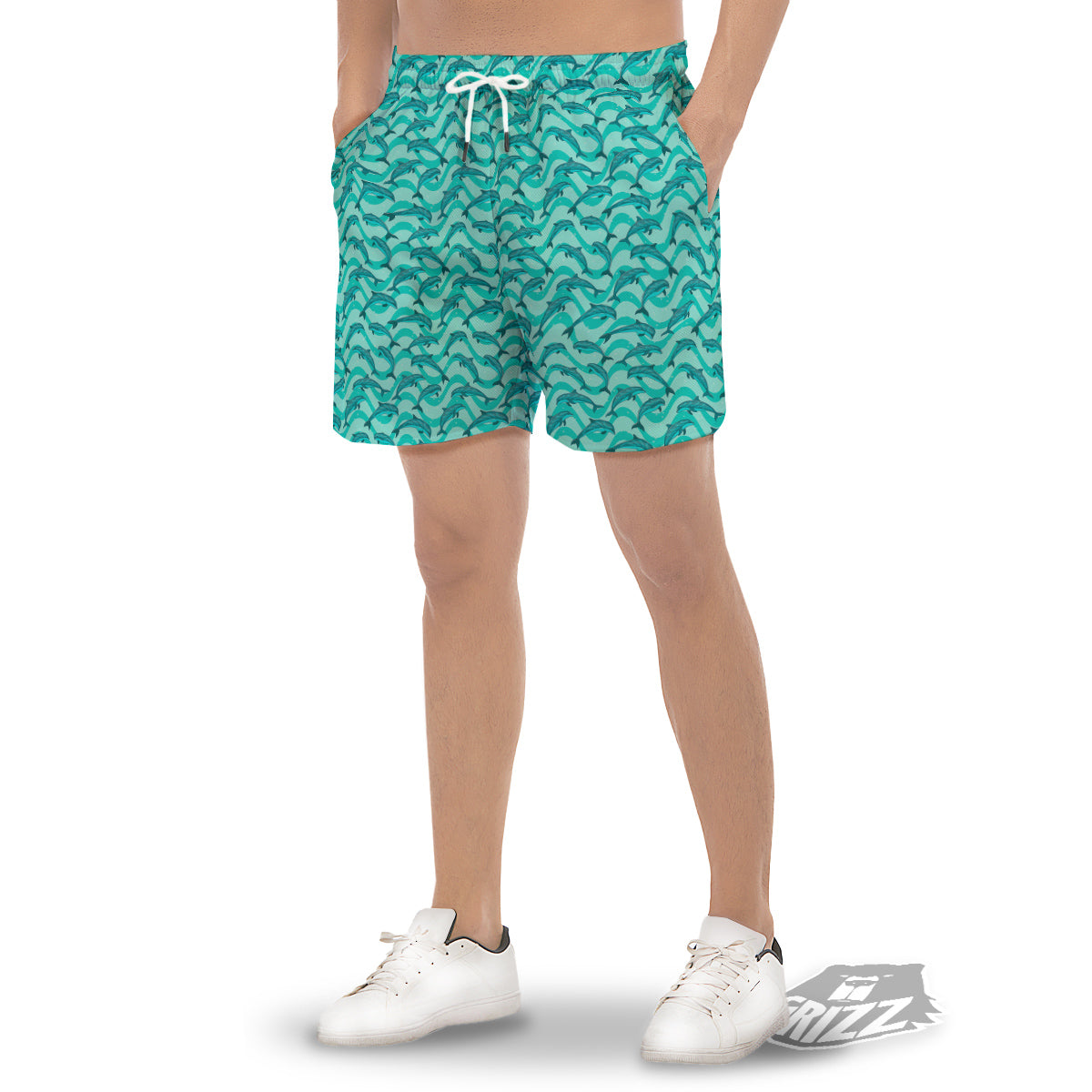 Dolphins In The Ocean Cute Print Pattern Men's Gym Shorts-grizzshop