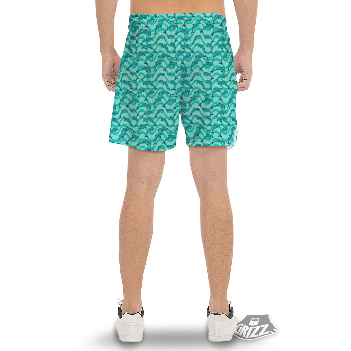 Dolphins In The Ocean Cute Print Pattern Men's Gym Shorts-grizzshop