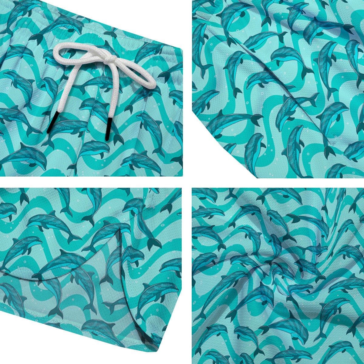 Dolphins In The Ocean Cute Print Pattern Men's Running Shorts-grizzshop