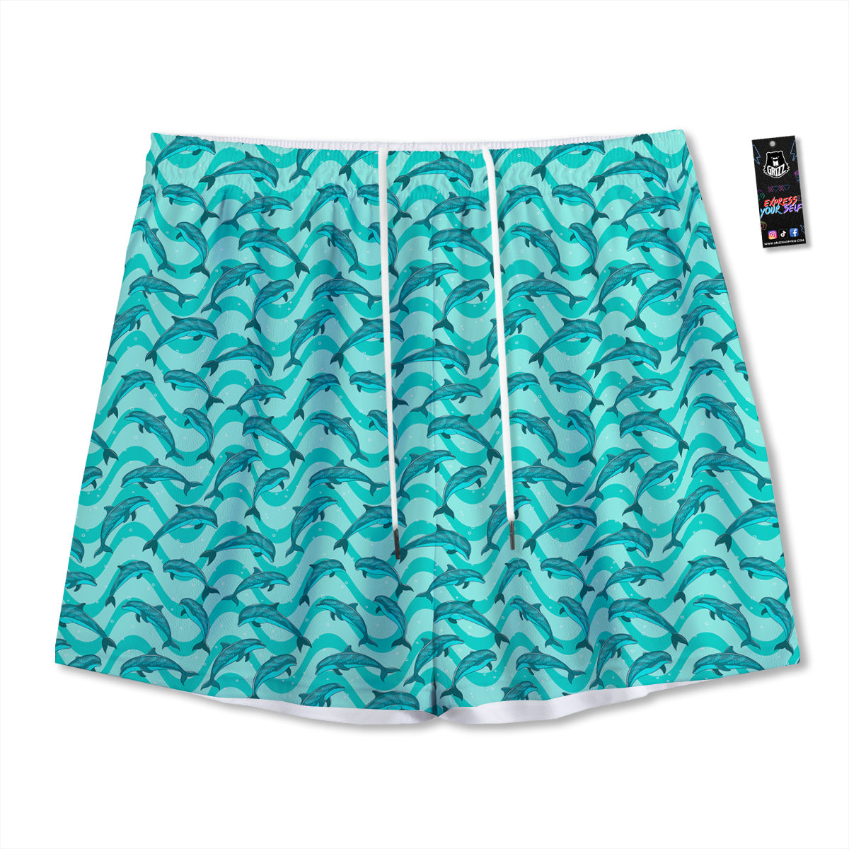 Dolphins In The Ocean Cute Print Pattern Mesh Shorts