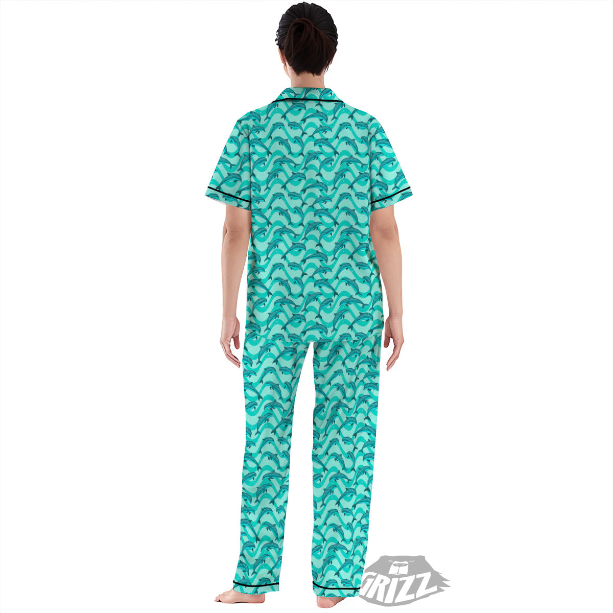 Dolphins In The Ocean Cute Print Pattern Women's Pajamas Set-grizzshop