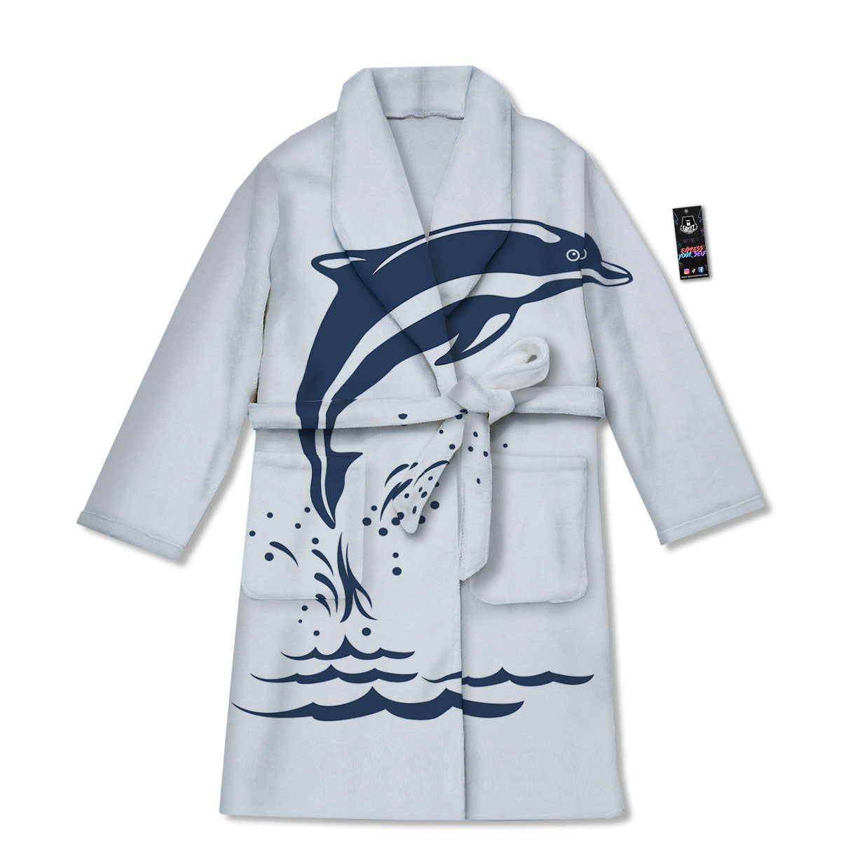 Dolphins Jump On Waves Print Bathrobe-grizzshop