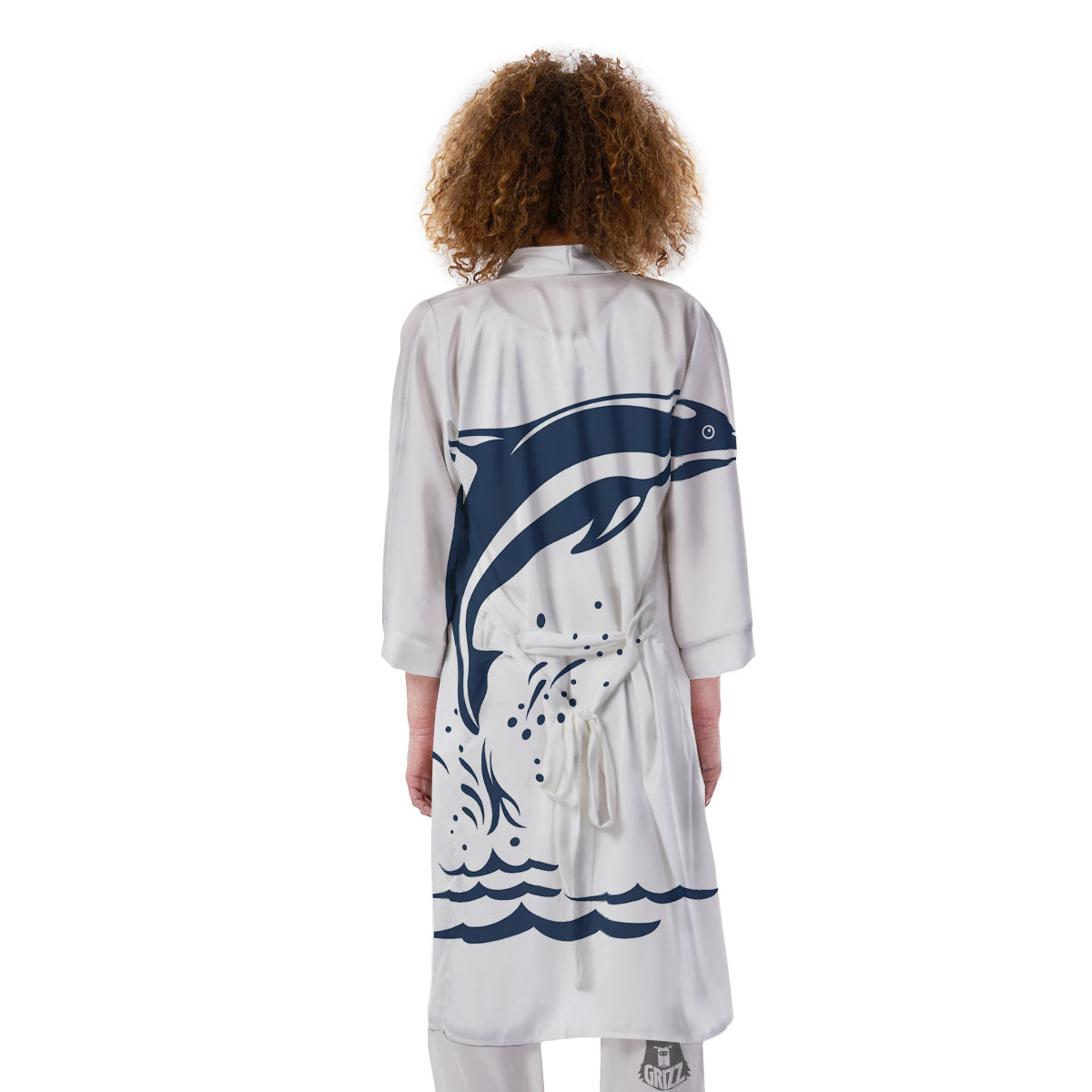 Dolphins Jump On Waves Print Kimono-grizzshop