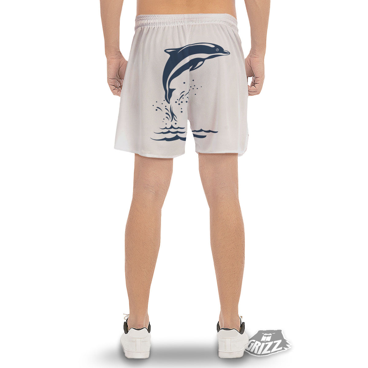 Dolphins Jump On Waves Print Men's Gym Shorts-grizzshop