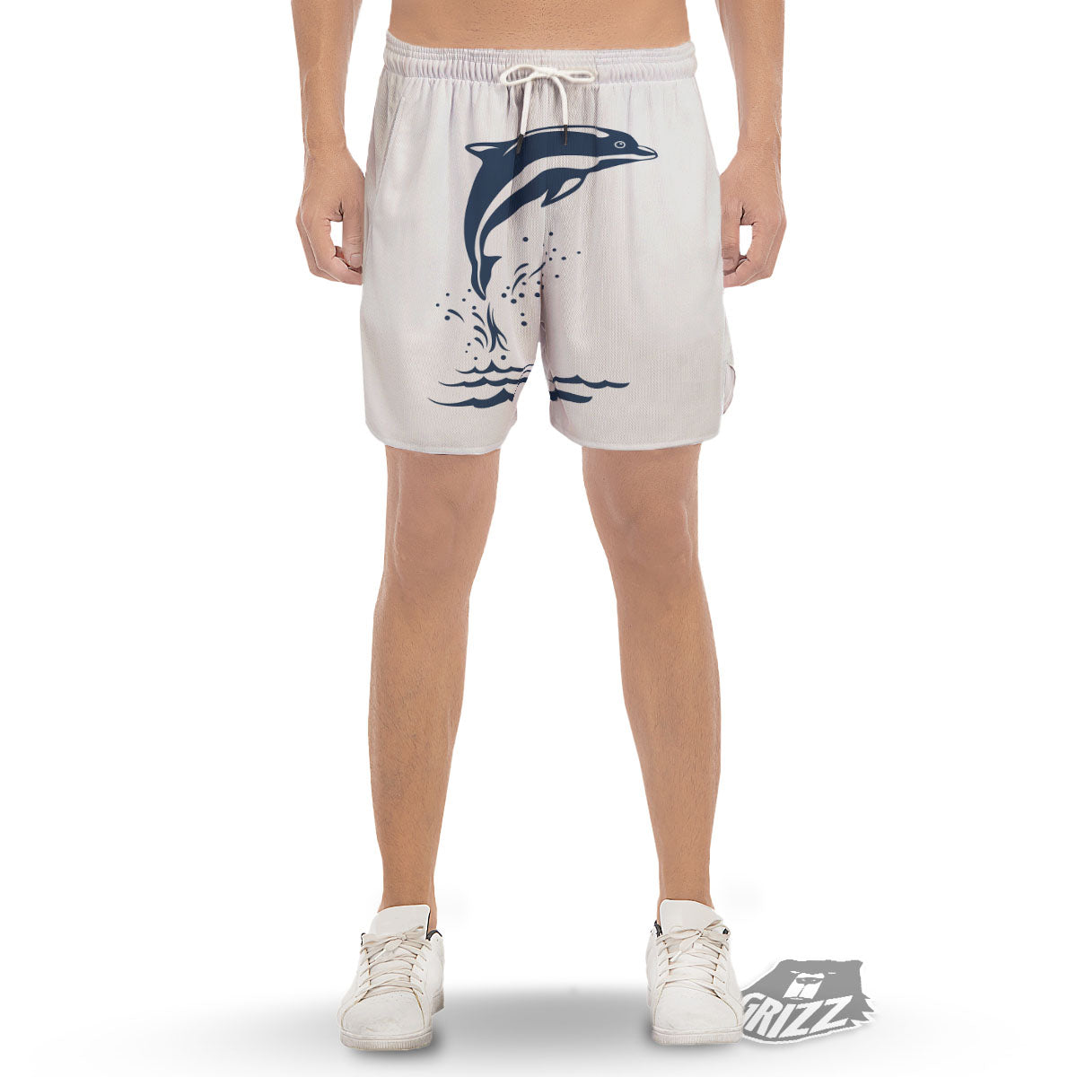 Dolphins Jump On Waves Print Men's Gym Shorts-grizzshop