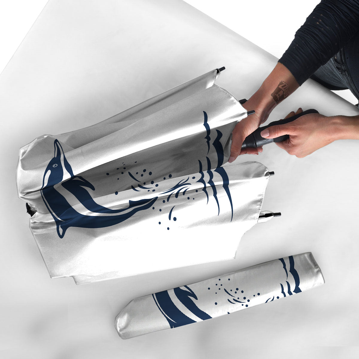 Dolphins Jump On Waves Print Umbrella-grizzshop