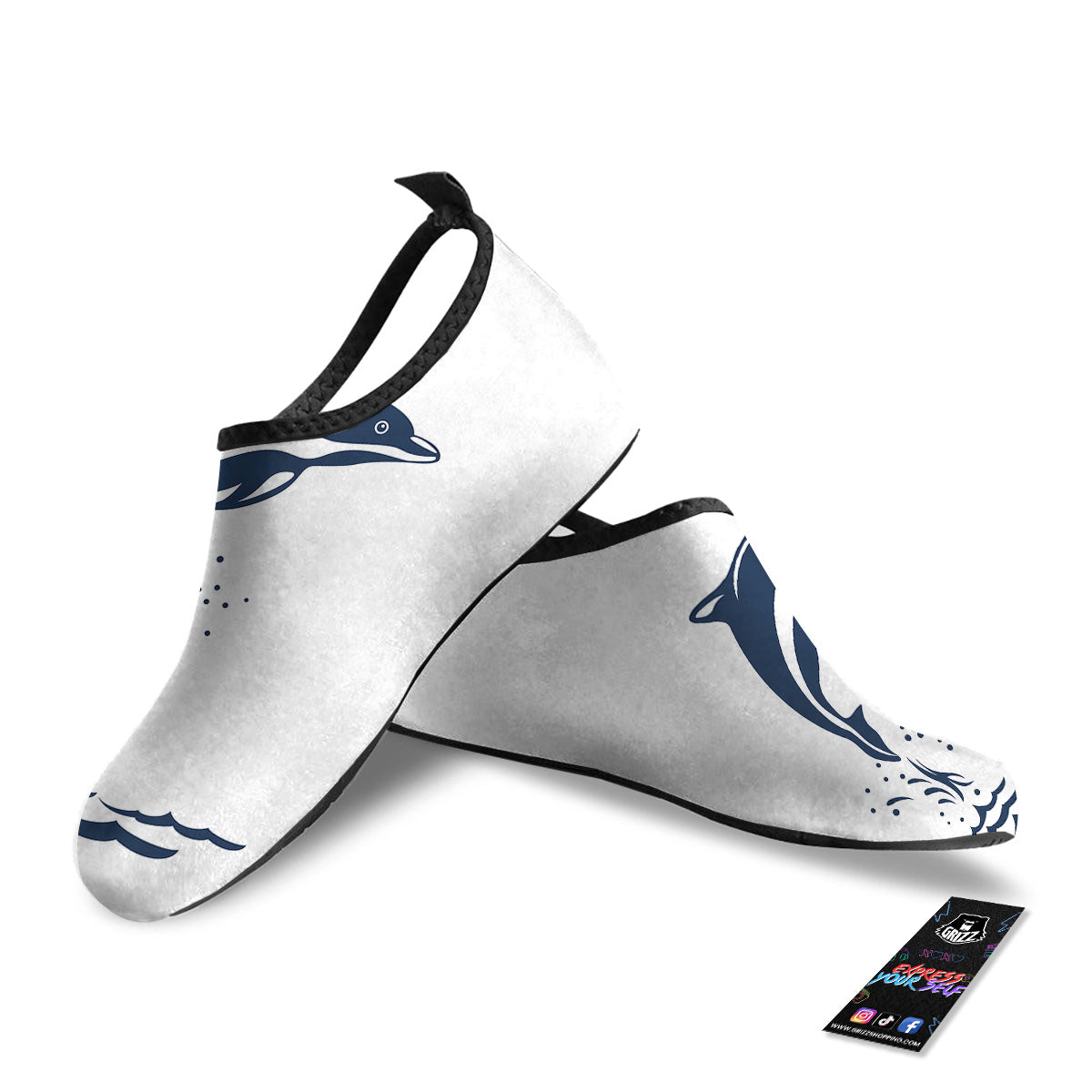 Dolphins Jump On Waves Print Water Shoes-grizzshop