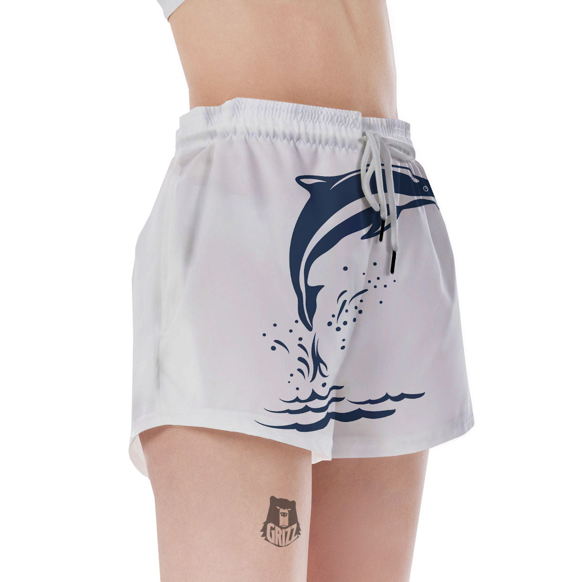 Dolphins Jump On Waves Print Women's Shorts-grizzshop