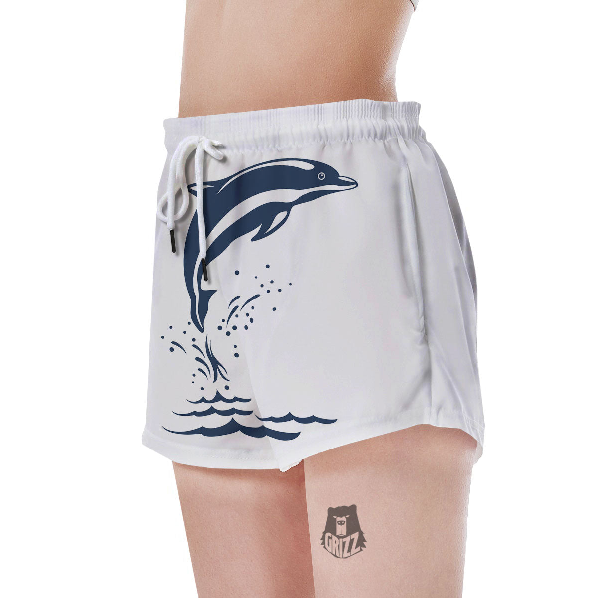 Dolphins Jump On Waves Print Women's Shorts-grizzshop