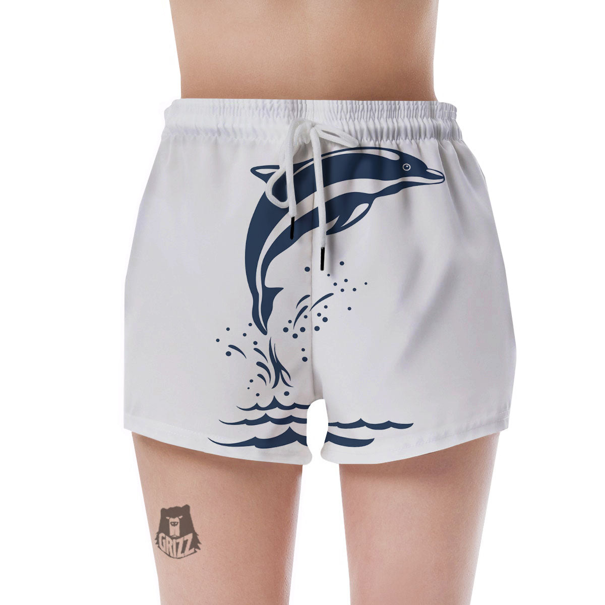 Dolphins Jump On Waves Print Women's Shorts-grizzshop