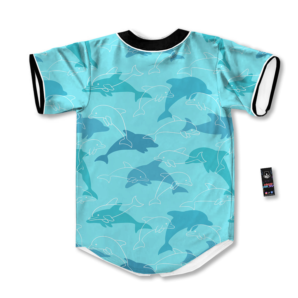 Dolphins Vintage Print Pattern Baseball Jersey-grizzshop