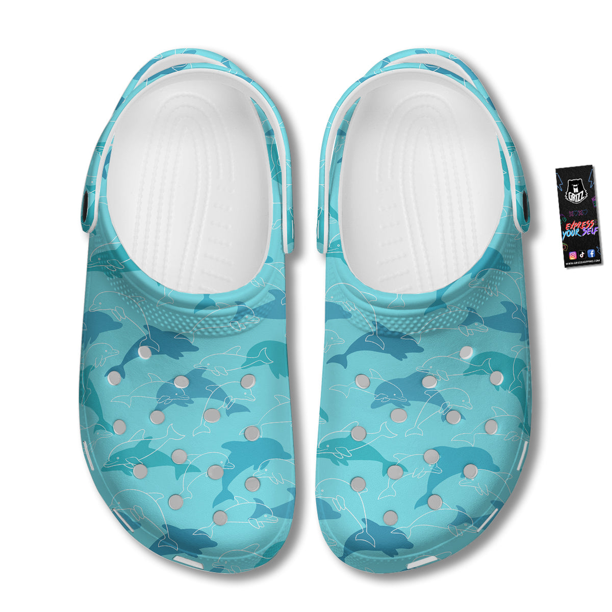 Dolphins Vintage Print Pattern Clog-grizzshop