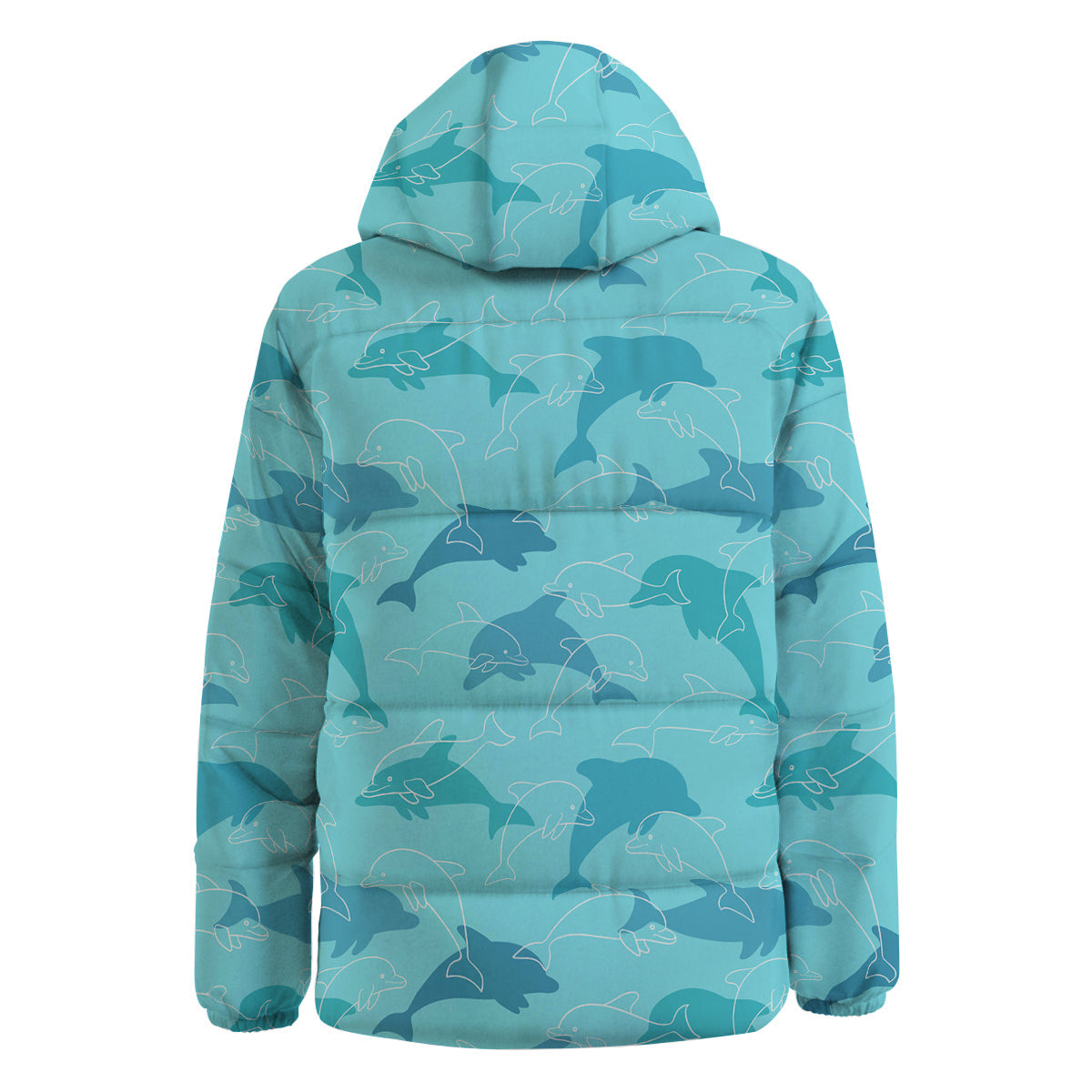 Dolphins Vintage Print Pattern Down Jacket-grizzshop