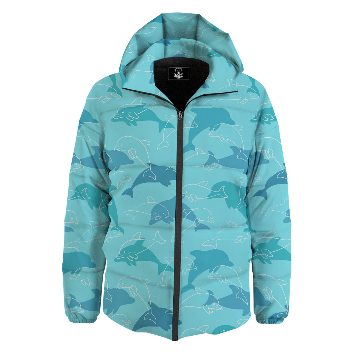 Dolphins Vintage Print Pattern Down Jacket-grizzshop