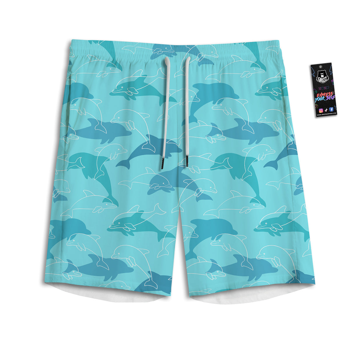 Dolphins Vintage Print Pattern Men's Athletic Shorts