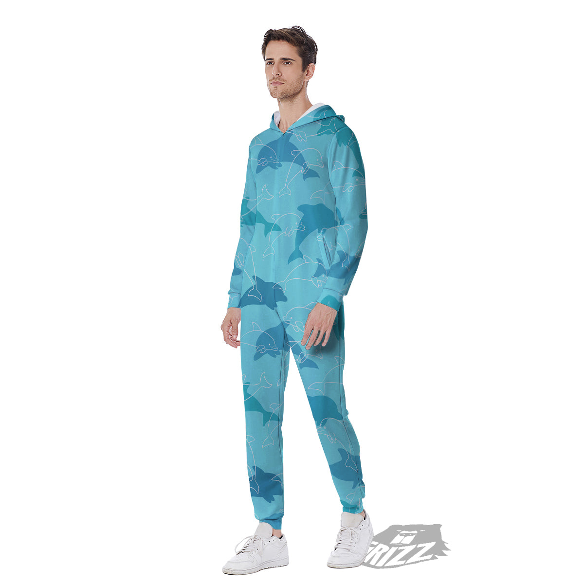 Dolphins Vintage Print Pattern Men's Jumpsuit-grizzshop
