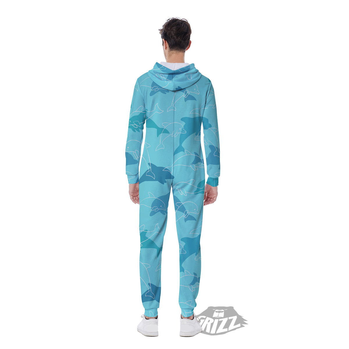 Dolphins Vintage Print Pattern Men's Jumpsuit-grizzshop
