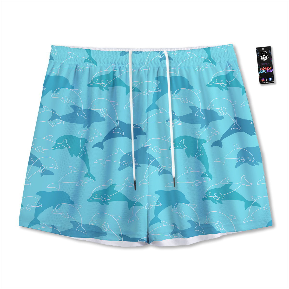 Dolphins Vintage Print Pattern Mesh Shorts