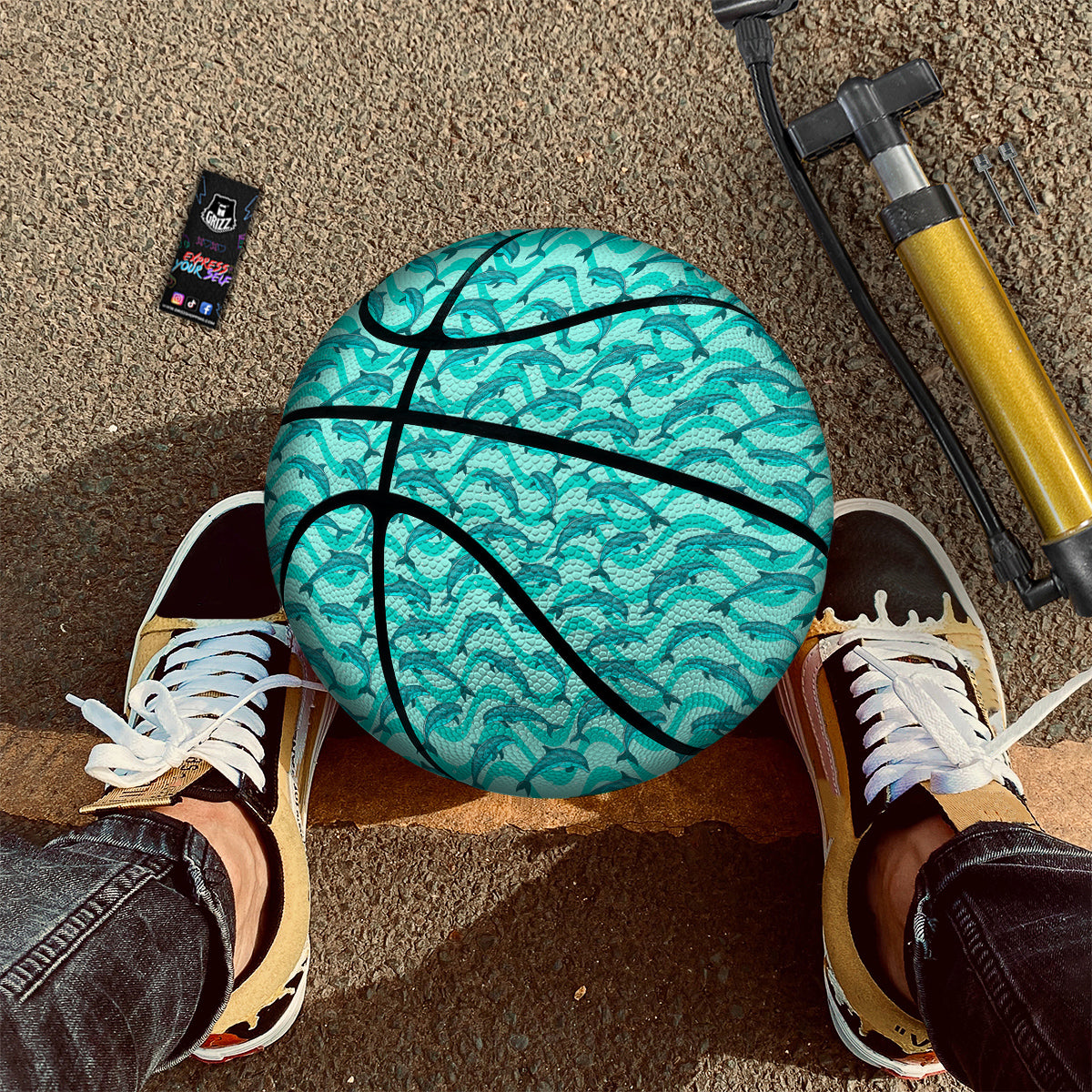 Denim Jeans Patchwork Print Pattern Basketball