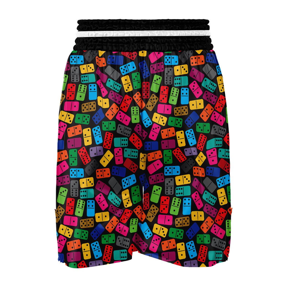 Domino Black And Colorful Print Pattern Boxing Shorts-grizzshop