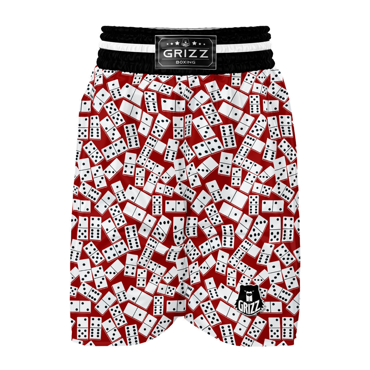 Domino Red And White Print Pattern Boxing Shorts-grizzshop