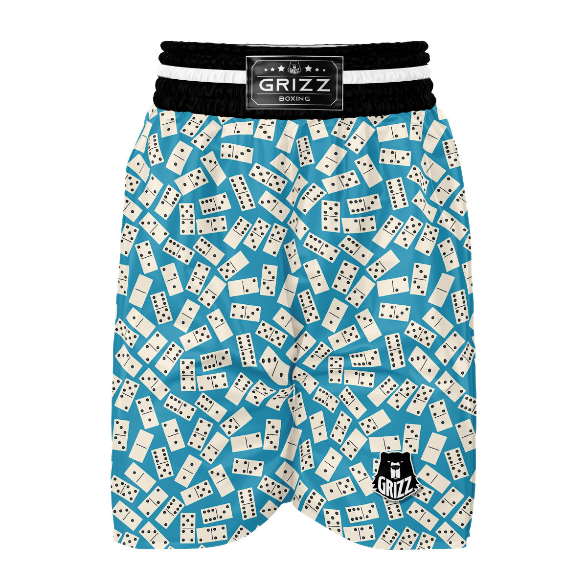 Domino White And Blue Print Pattern Boxing Shorts-grizzshop