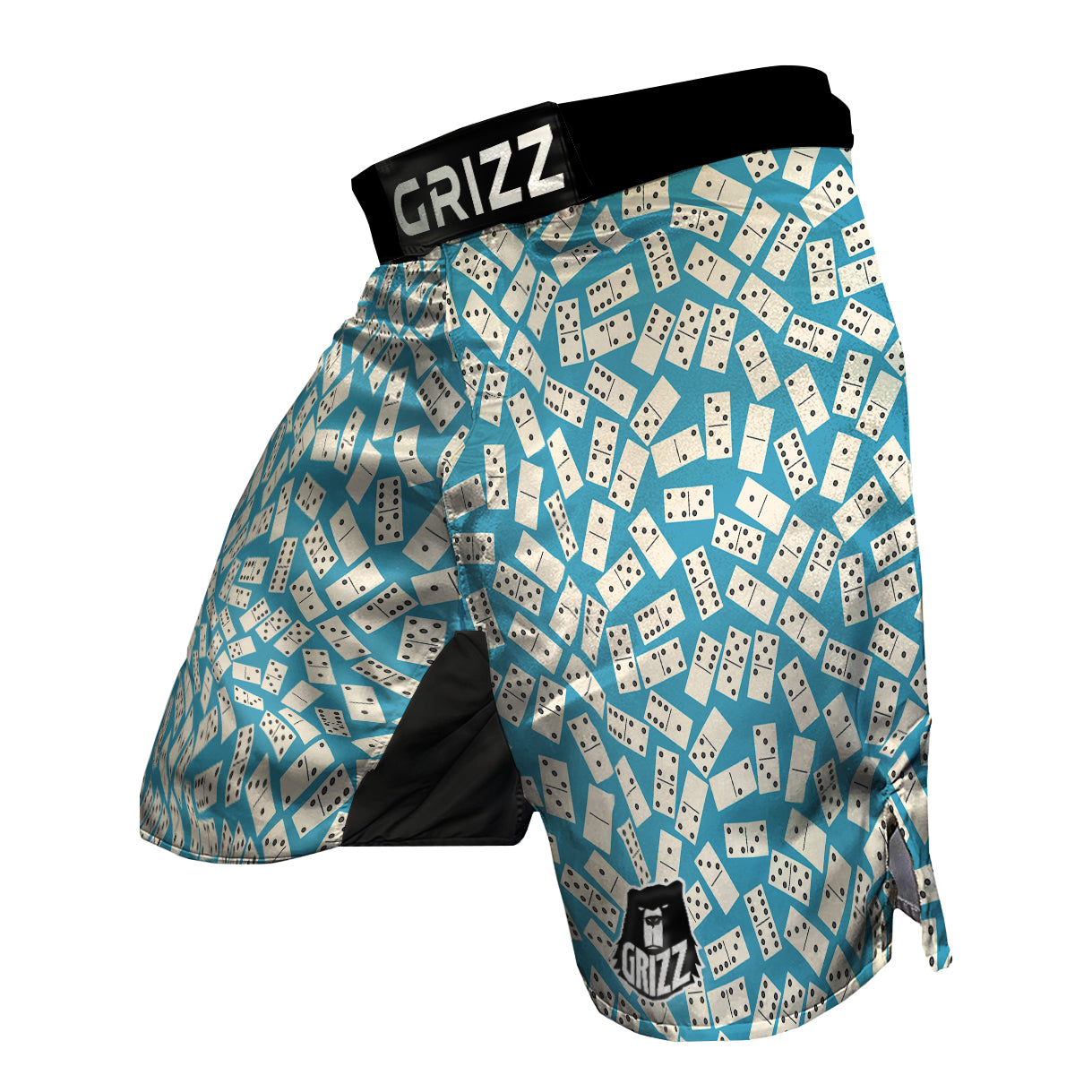 Domino White And Blue Print Pattern MMA Shorts-grizzshop