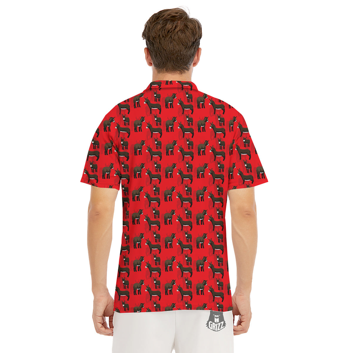 Donkey Balearic Cartoon Print Pattern Men's Golf Shirts-grizzshop