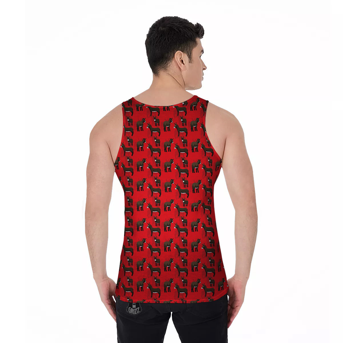 Donkey Balearic Cartoon Print Pattern Men's Tank Top-grizzshop