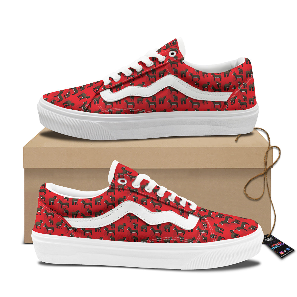 Donkey Balearic Cartoon Print Pattern Skate Shoes-grizzshop