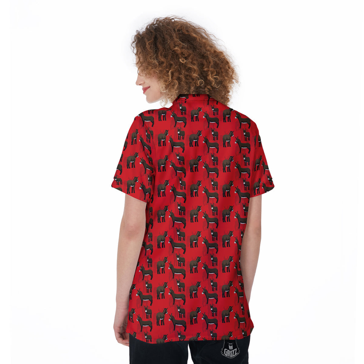 Donkey Balearic Cartoon Print Pattern Women's Golf Shirts-grizzshop