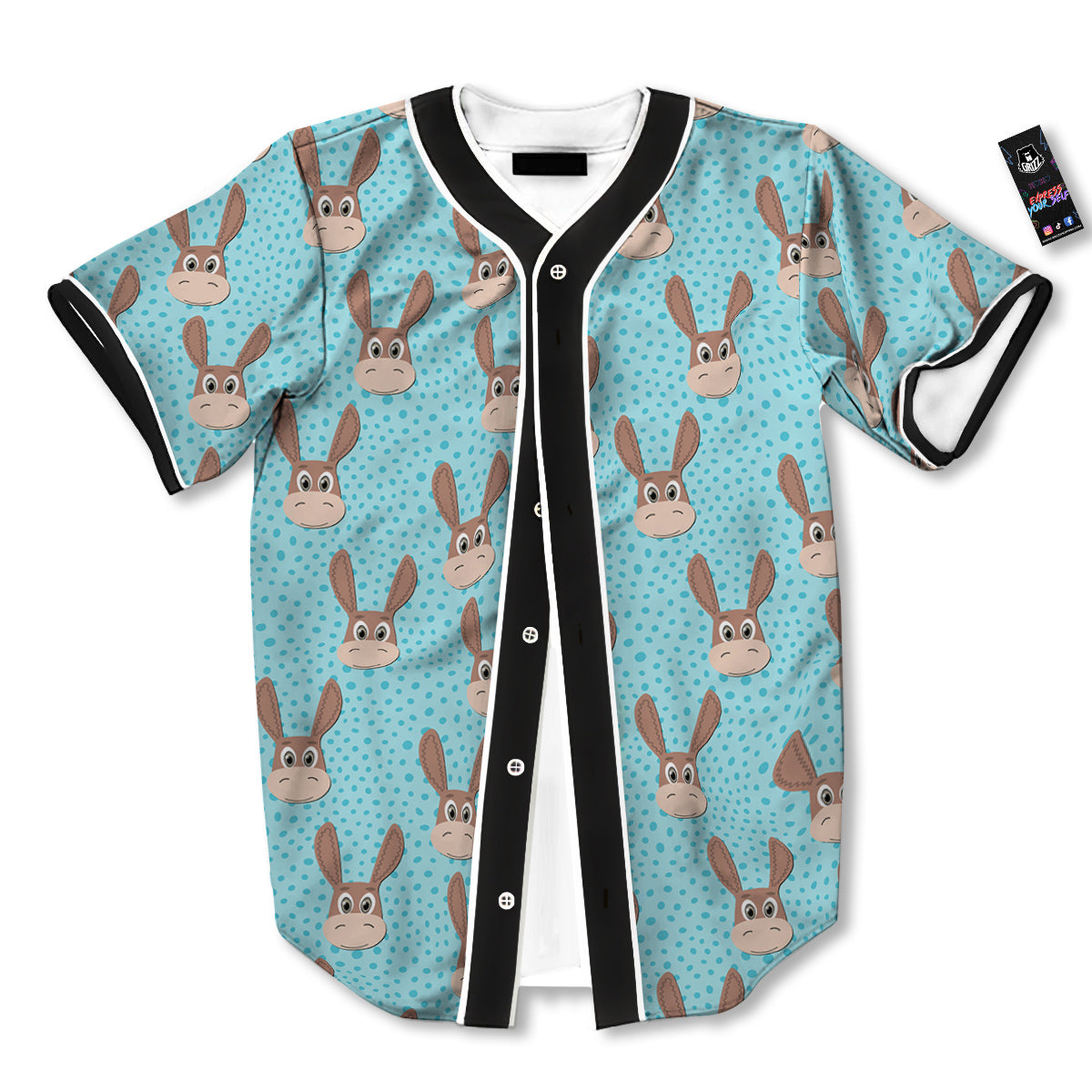 Donkey Cute Cartoon Print Pattern Baseball Jersey-grizzshop