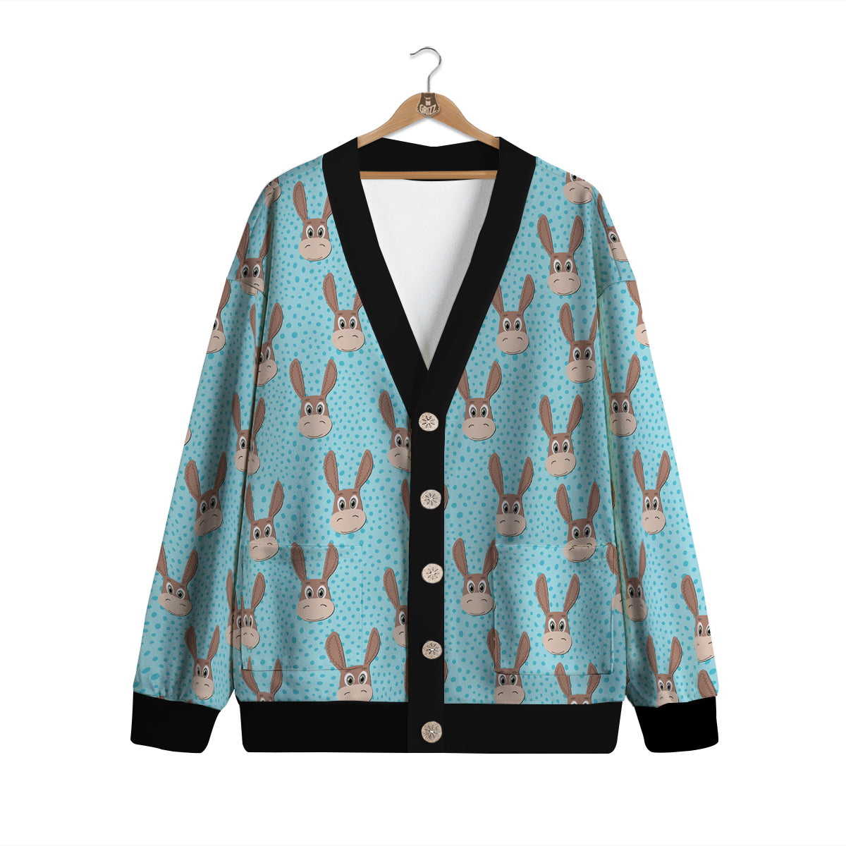Donkey Cute Cartoon Print Pattern Cardigan-grizzshop