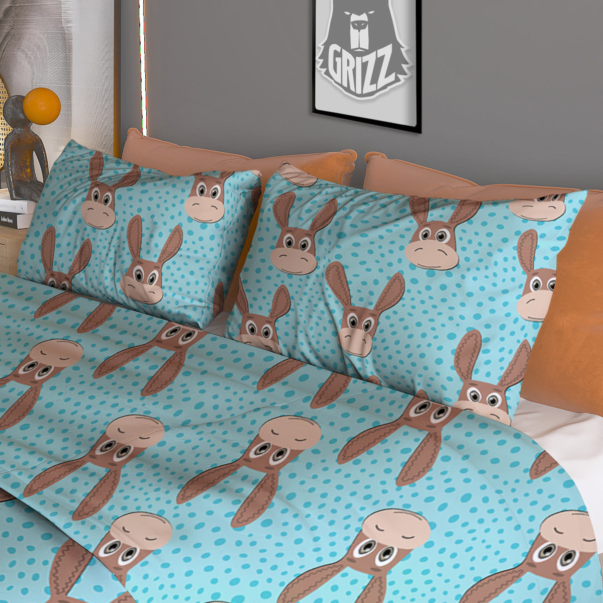 Donkey Cute Cartoon Print Pattern Duvet Cover Bedding Set