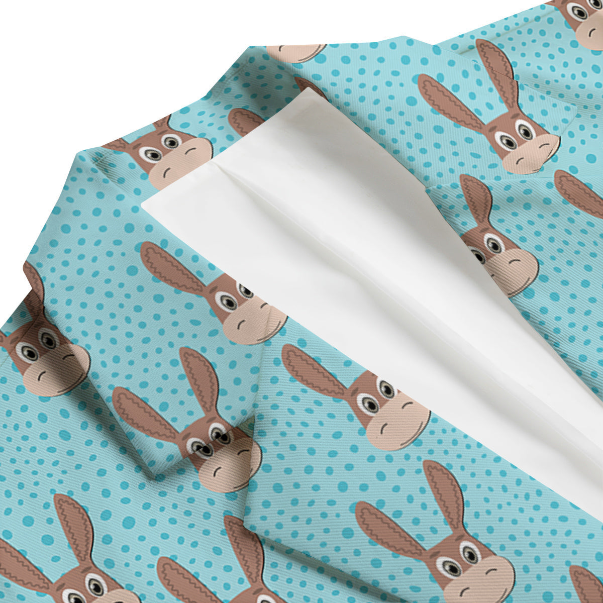 Donkey Cute Cartoon Print Pattern Men's Blazer-grizzshop