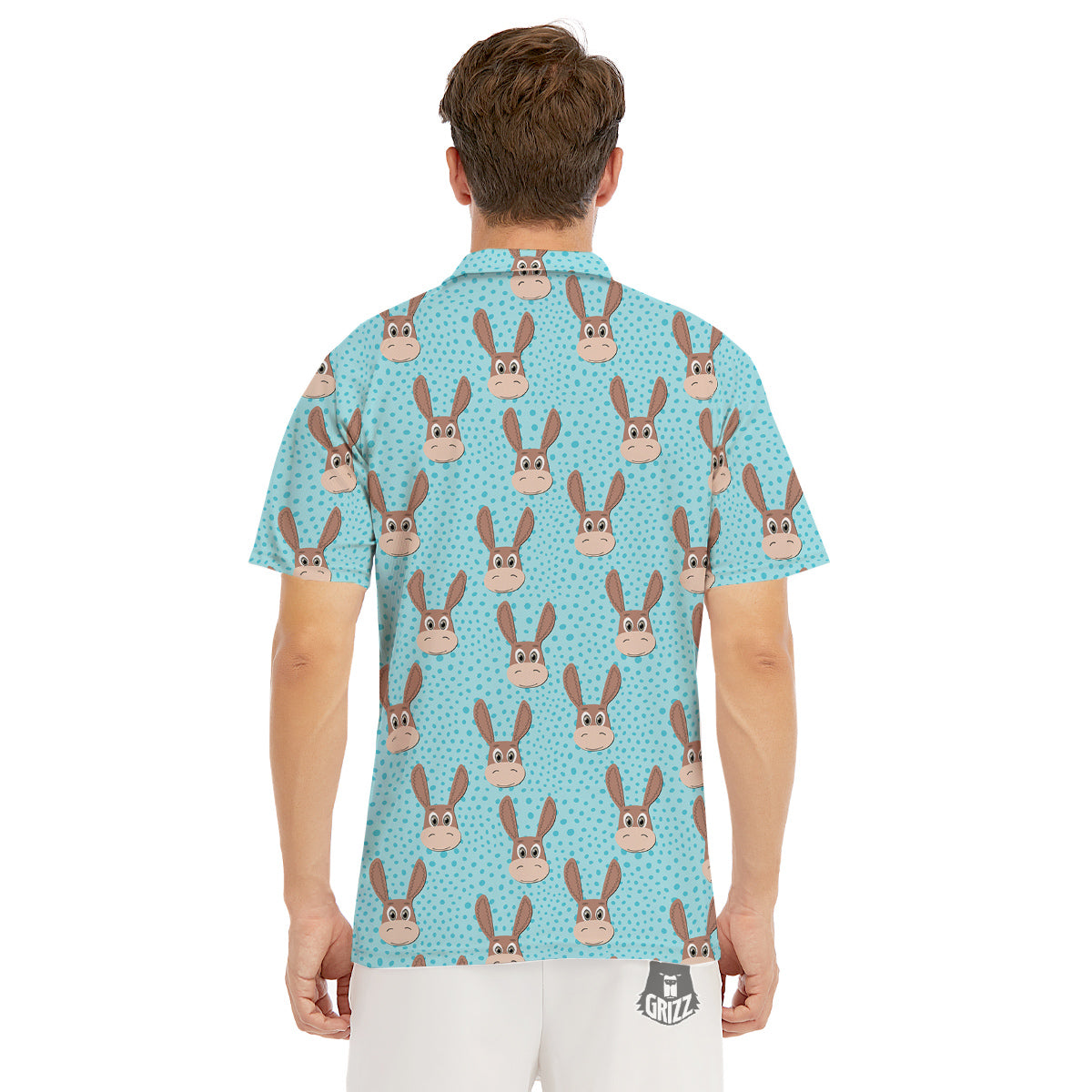Donkey Cute Cartoon Print Pattern Men's Golf Shirts-grizzshop