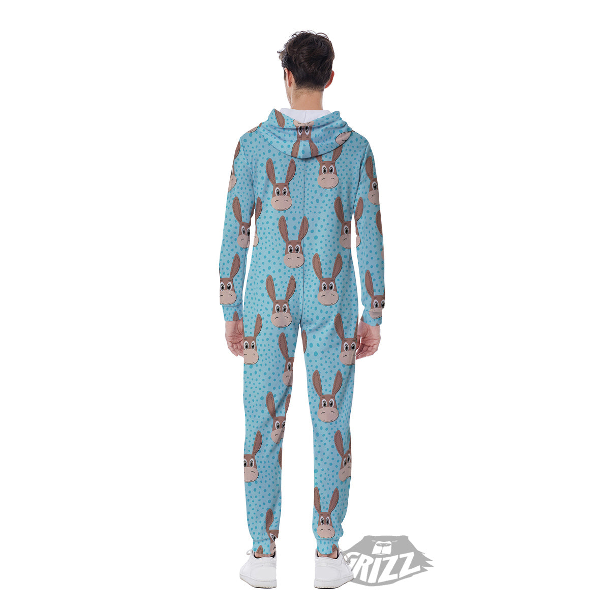 Donkey Cute Cartoon Print Pattern Men's Jumpsuit-grizzshop