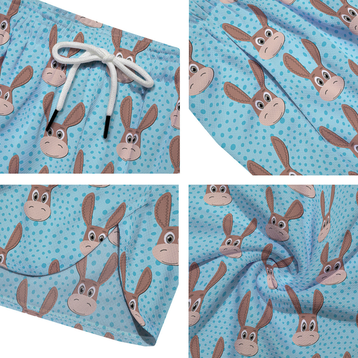 Donkey Cute Cartoon Print Pattern Men's Running Shorts-grizzshop