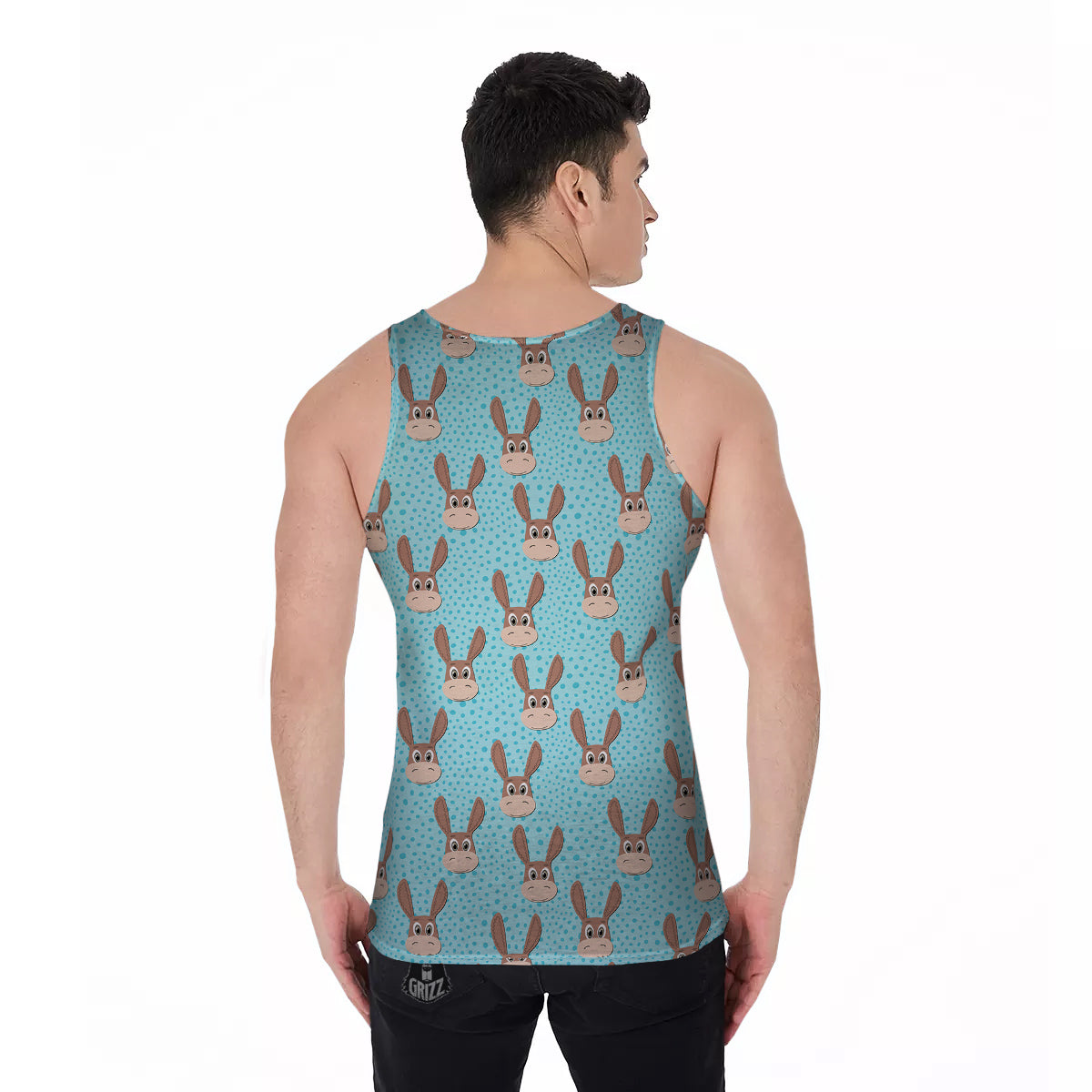 Donkey Cute Cartoon Print Pattern Men's Tank Top-grizzshop