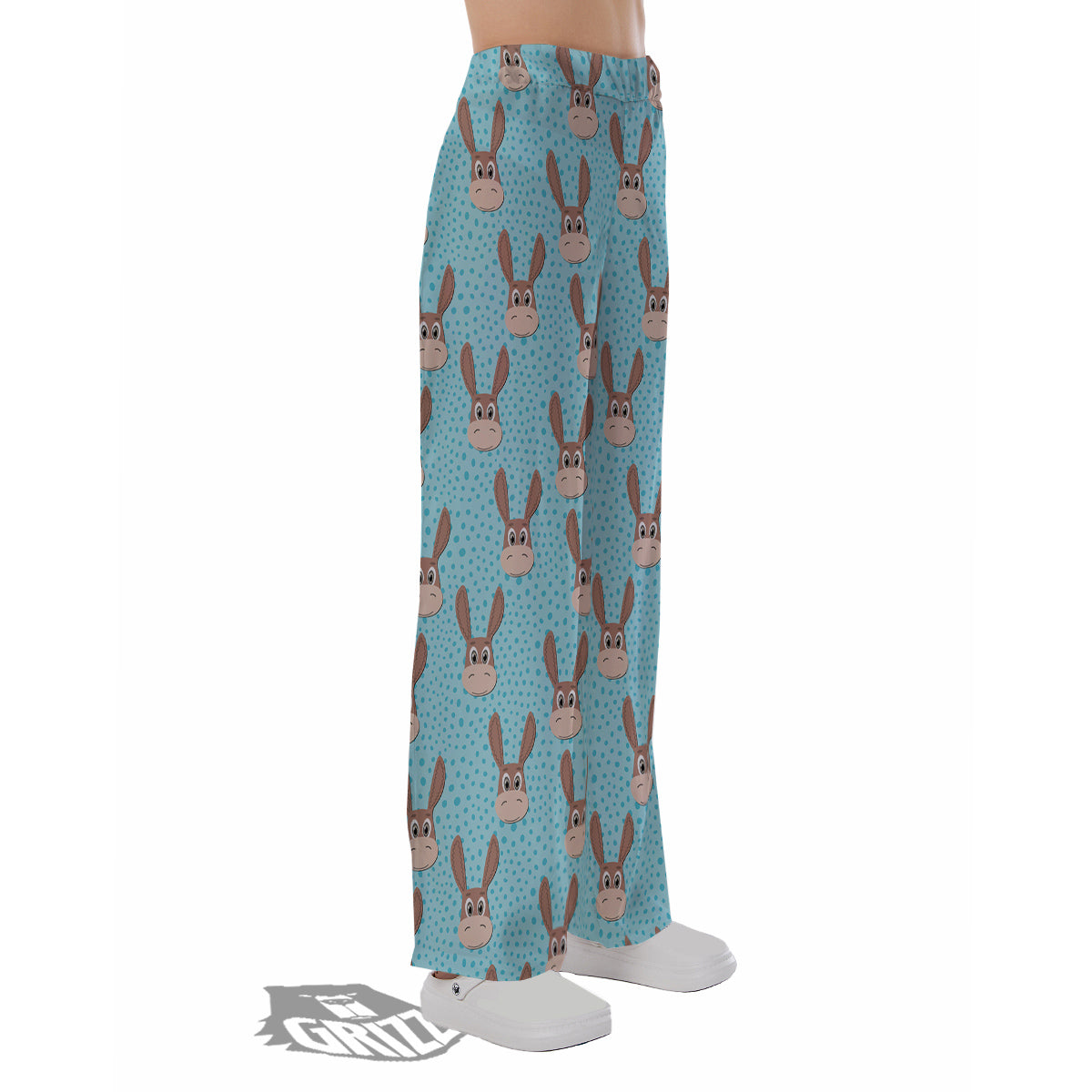 Donkey Cute Cartoon Print Pattern Pajama Pants-grizzshop