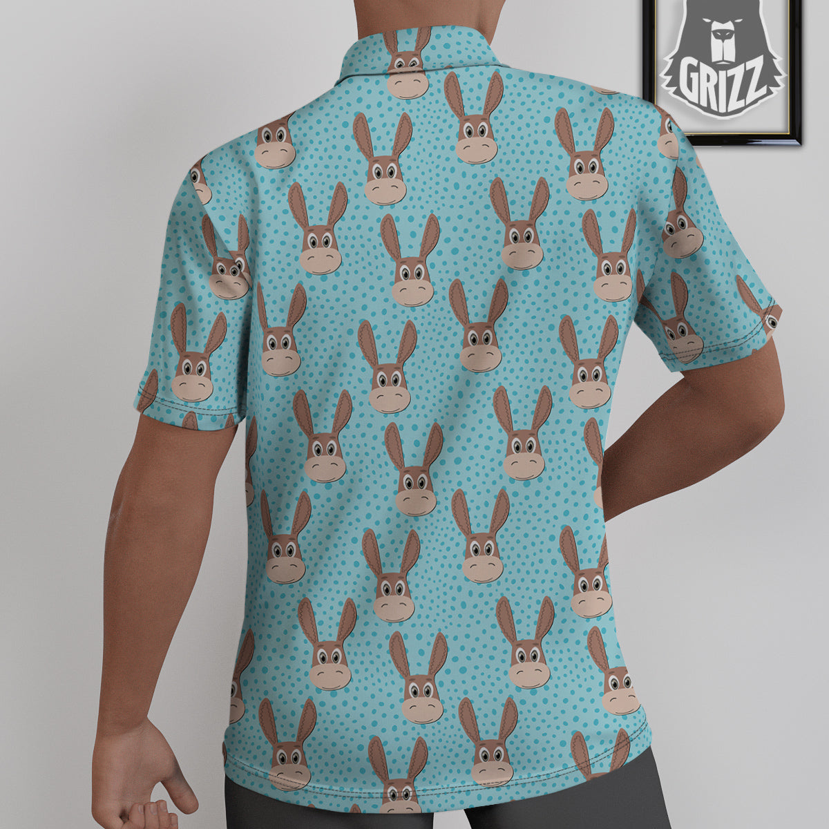Donkey Cute Cartoon Print Pattern Untucked Shirts-grizzshop