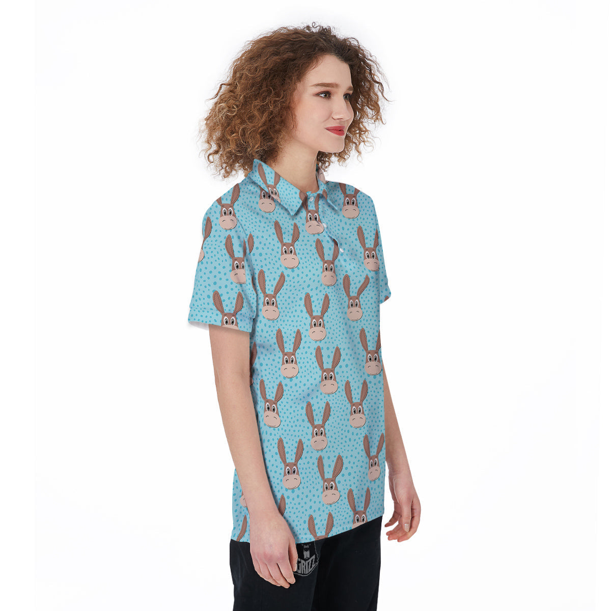 Donkey Cute Cartoon Print Pattern Women's Golf Shirts-grizzshop