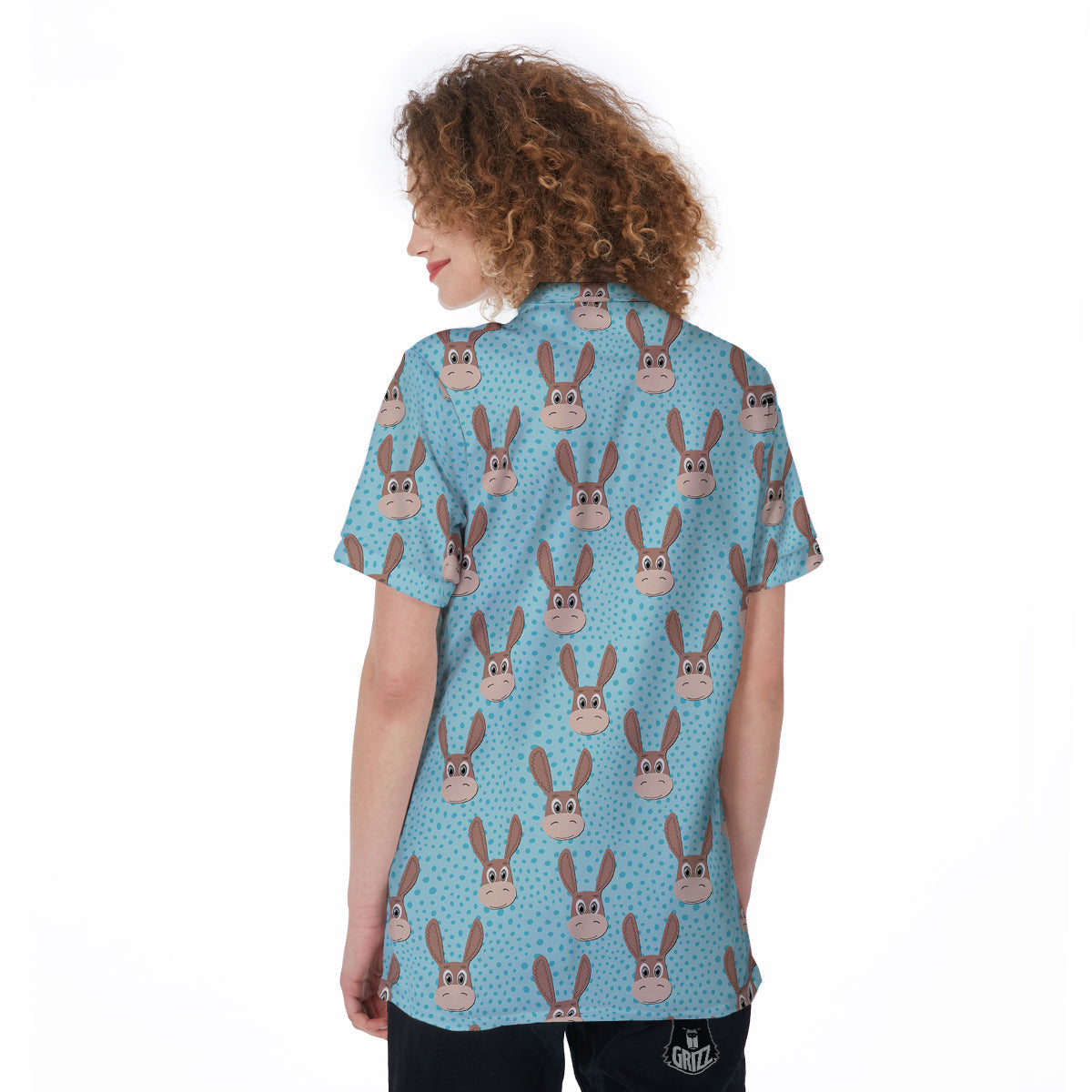 Donkey Cute Cartoon Print Pattern Women's Golf Shirts-grizzshop