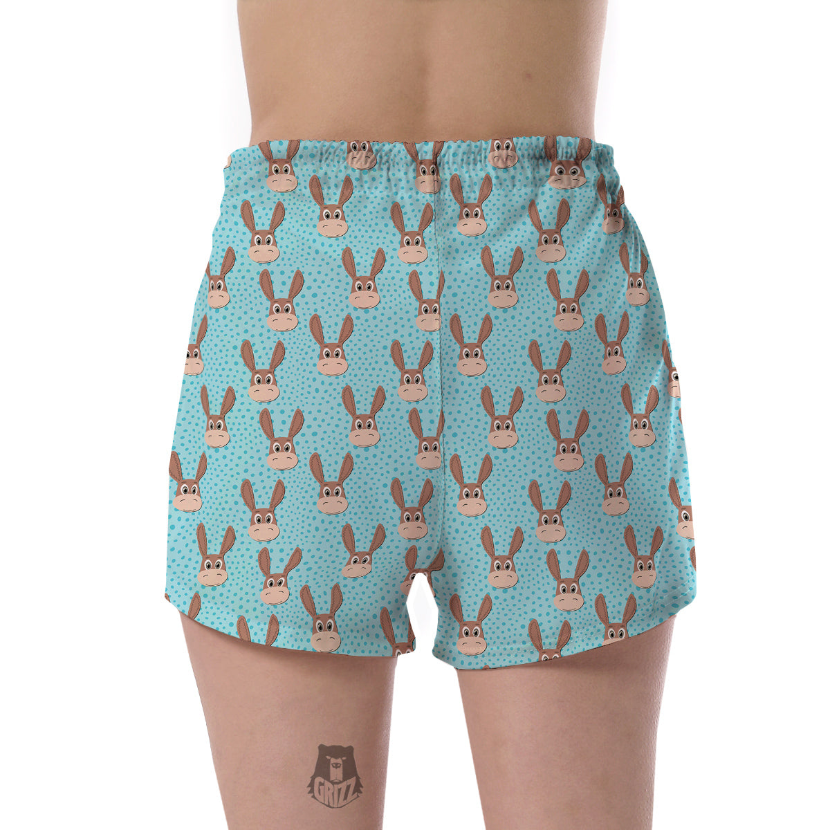 Donkey Cute Cartoon Print Pattern Women's Shorts-grizzshop