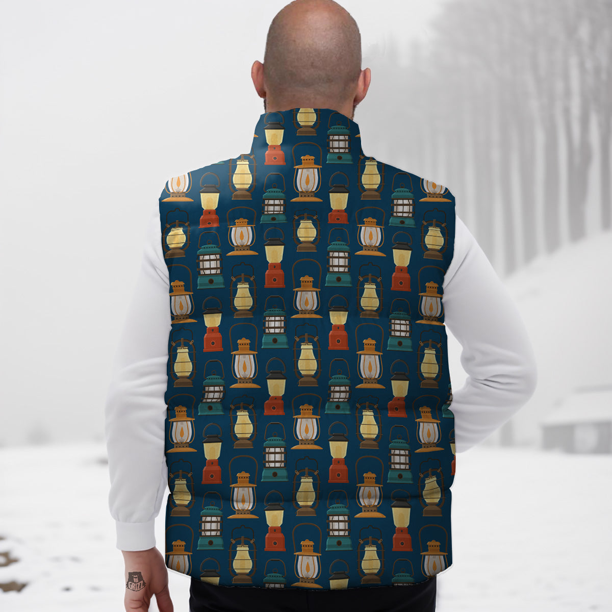 Donkey Pattern Print Down Vest-grizzshop