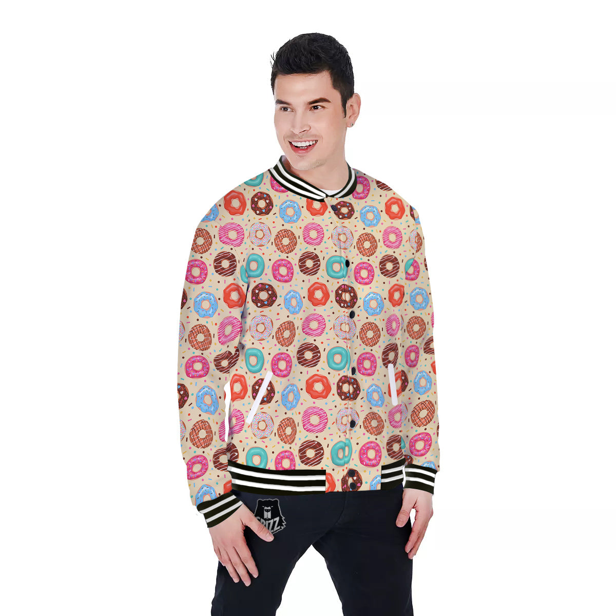 Donut Colorful Print Pattern Baseball Jacket-grizzshop
