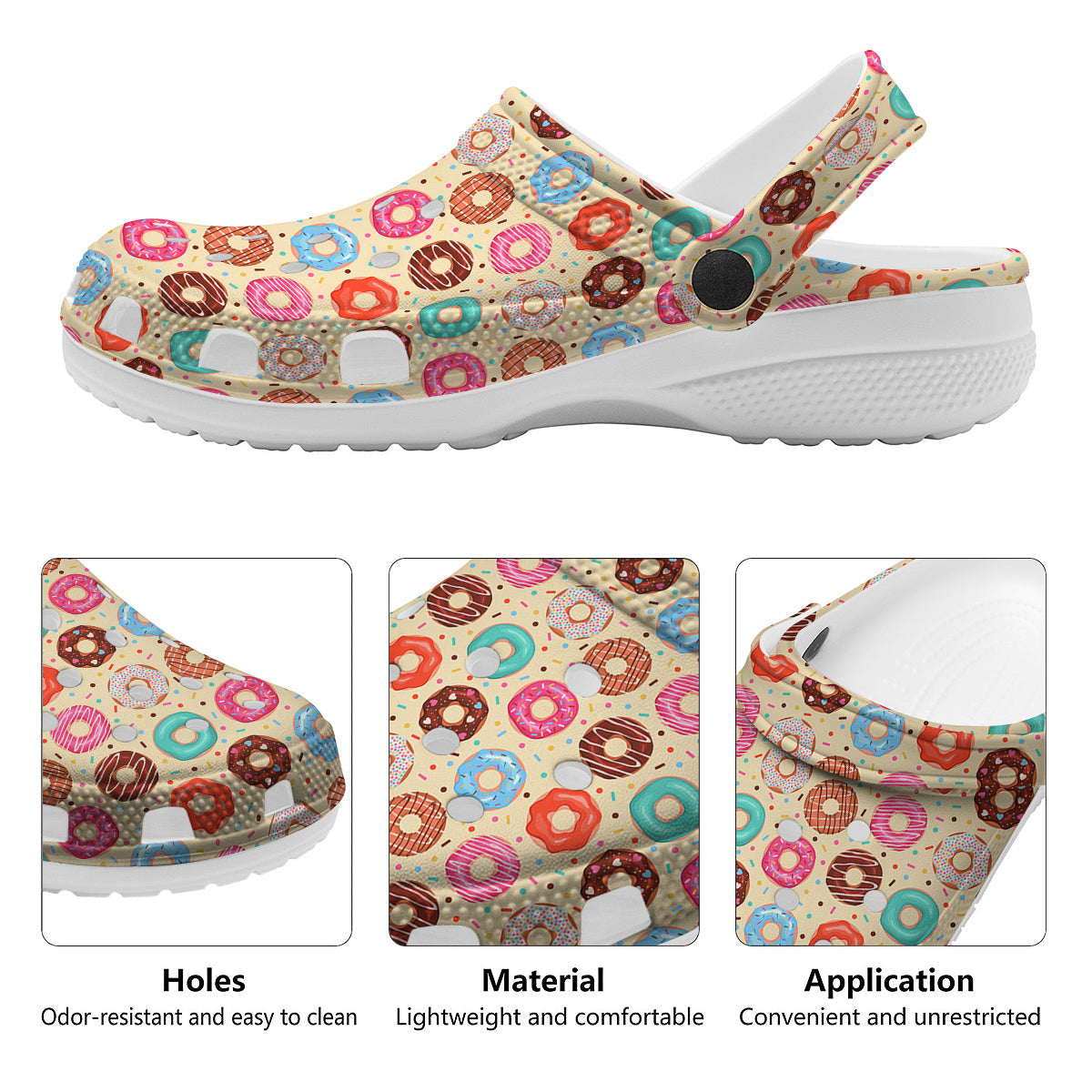 Donut Colorful Print Pattern Clog-grizzshop