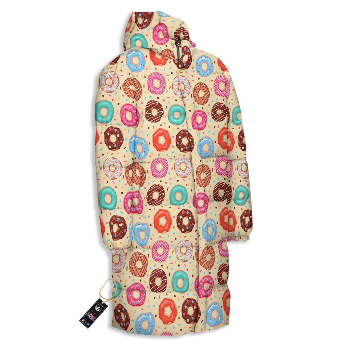 Donut Colorful Print Pattern Long Down Jacket-grizzshop