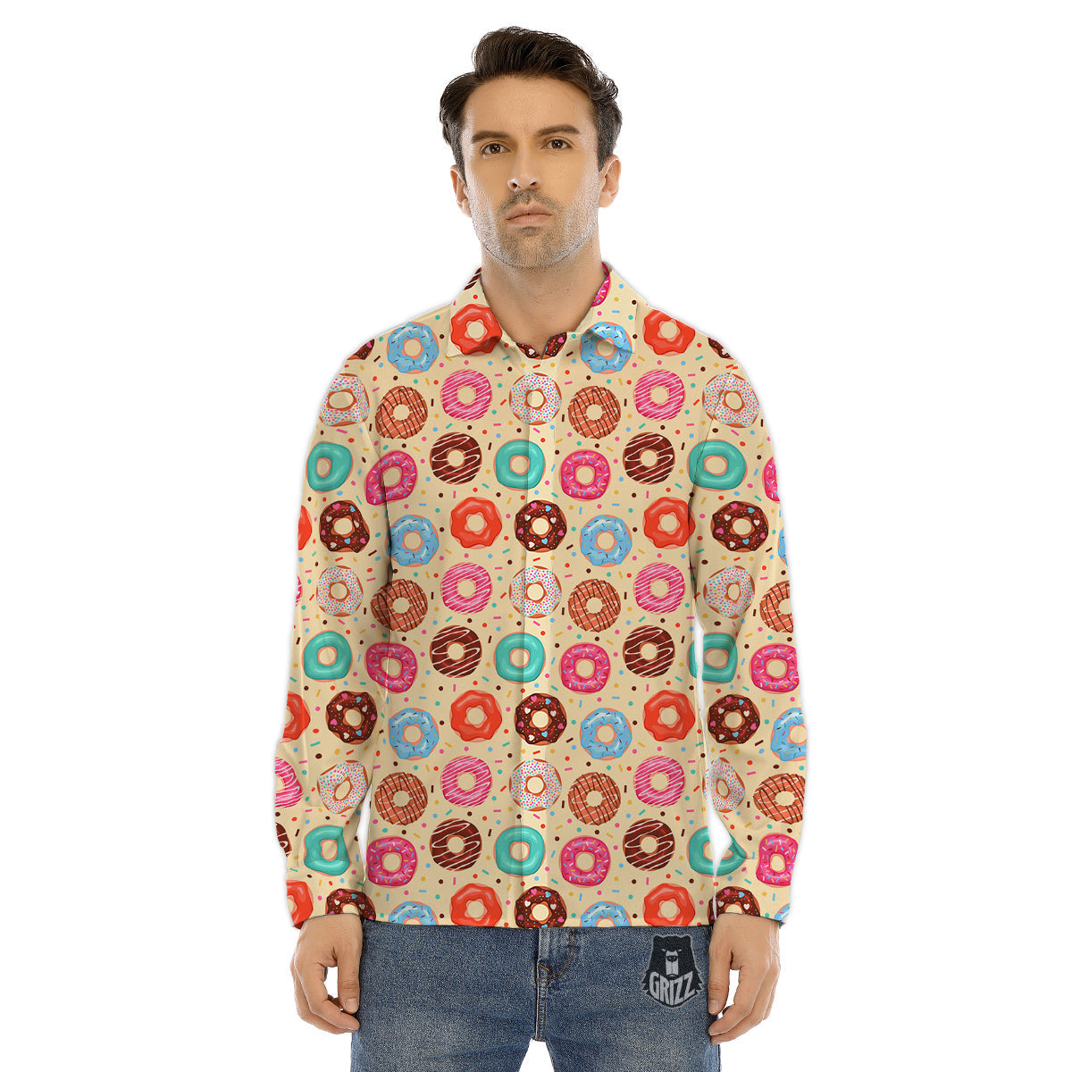 Donut Colorful Print Pattern Men's Dress Shirts-grizzshop