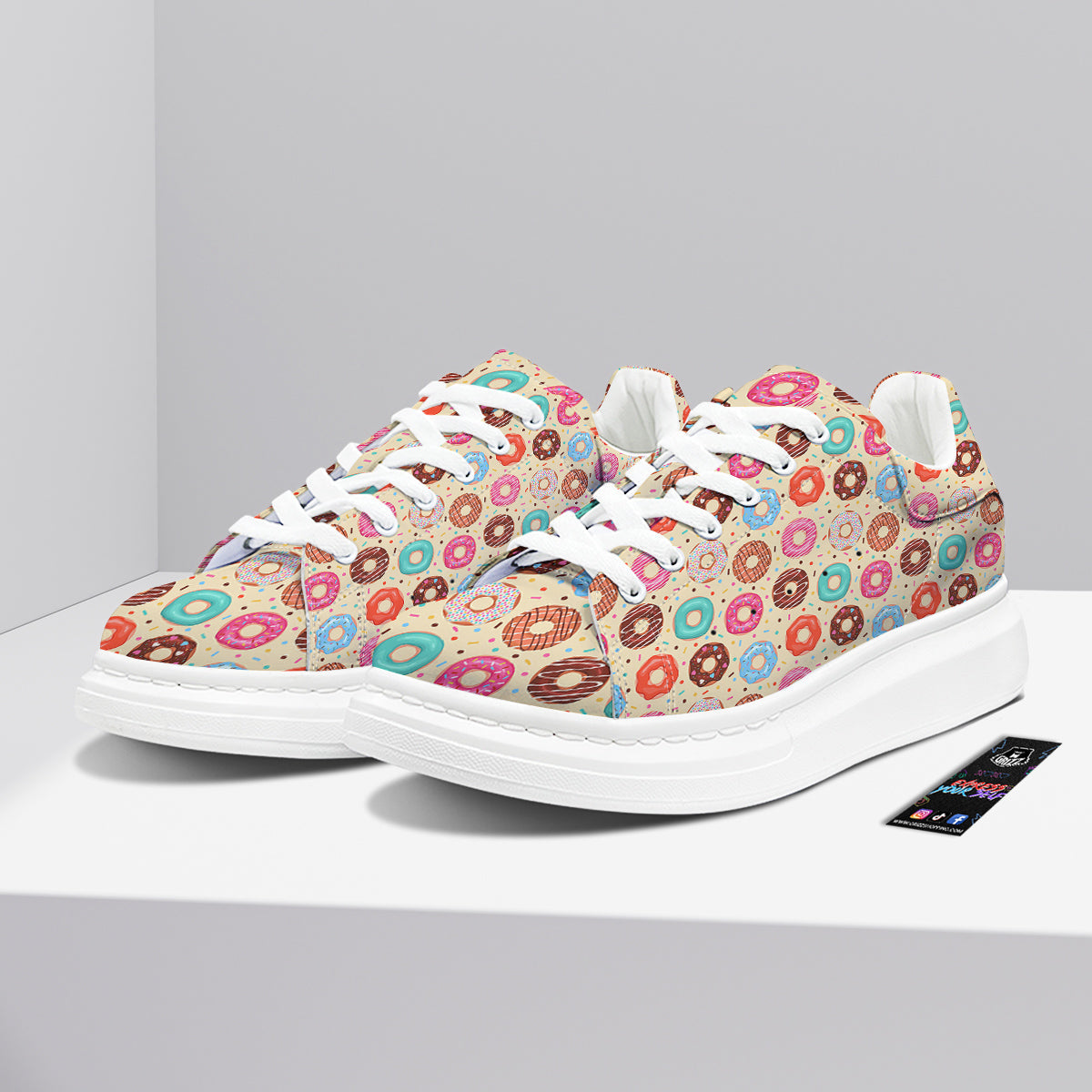 Donut Colorful Print Pattern Platform Shoes-grizzshop